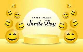 Lycklig värld leende dag hälsning kort mall vektor