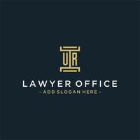 vr första logotyp monogram design för Rättslig, advokat, advokat och lag fast vektor
