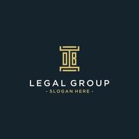 ob anfängliches Logo-Monogramm-Design für Rechts-, Anwalts-, Anwalts- und Anwaltskanzleivektor vektor