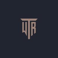 wr initiales Logo-Monogramm mit Säulen-Icon-Design vektor