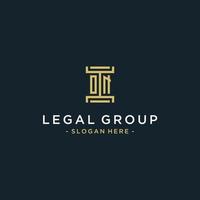 auf anfänglichem Logo-Monogramm-Design für Rechts-, Anwalts-, Anwalts- und Anwaltskanzleivektor vektor