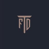 fd första logotyp monogram med pelare ikon design vektor
