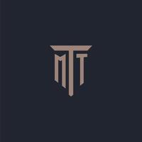 mt initiales Logo-Monogramm mit Säulen-Icon-Design vektor