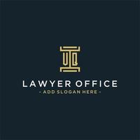 vq anfängliches Logo-Monogramm-Design für Rechts-, Anwalts-, Anwalts- und Anwaltskanzleivektor vektor
