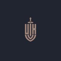 ux-Logo-Monogramm mit Designvorlage im Stil von Schwert und Schild vektor
