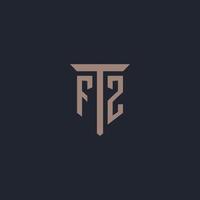 F Z första logotyp monogram med pelare ikon design vektor