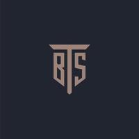 bs första logotyp monogram med pelare ikon design vektor