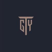 gy anfängliches Logo-Monogramm mit Säulen-Icon-Design vektor
