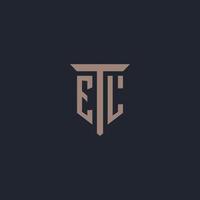 el initiales Logo-Monogramm mit Säulen-Icon-Design vektor