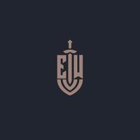 Neues Logo-Monogramm mit Designvorlage im Schwert- und Schildstil vektor