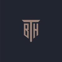 bh anfängliches Logo-Monogramm mit Säulen-Icon-Design vektor