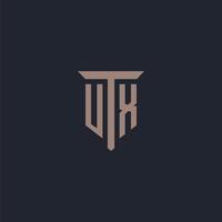 ux initiales Logo-Monogramm mit Säulen-Icon-Design vektor