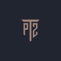 pz första logotyp monogram med pelare ikon design vektor