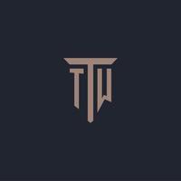 tw initiales Logo-Monogramm mit Säulen-Icon-Design vektor