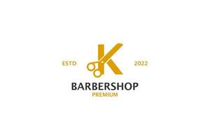 Buchstabe k Barbershop Logo Design Vektor Illustration Idee