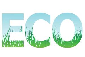 eco logotyp med gräs och himmel, ekologi - vektor