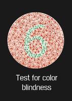 Ishihara-Test für Farbenblindheit. Farbenblindtest. grüne Nummer 6 für farbenblinde Menschen. Sehschwäche. Vektor-Illustration. vektor