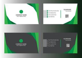 kreatives und modernes Visitenkarten-Schablonendesign, Illustrations-Visitenkarten-Schablonendesign, grün und blau und schwarz und rot mit weißer Hintergrundfarbe vektor