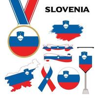 elementsammlung mit der flagge von slowenien designvorlage vektor