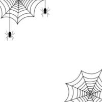 Rahmen aus Spinnennetz mit Spinnen. traditionelles Halloween-Symbol. isolierte Vektorillustration vektor