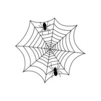 Spinnennetz und Spinnen. traditionelles Halloween-Symbol. isolierte Vektorillustration vektor