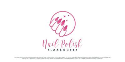 nagellack-logo-design für nagelkunststudio mit kreiskonzept und kreativem element premium-vektor vektor