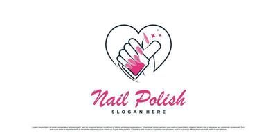 Nagellack-Studio-Logo-Design für Maniküre-Salon mit Liebessymbol und kreativem Element-Premium-Vektor vektor