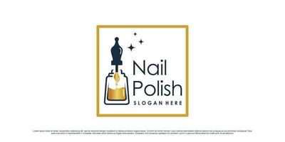 Nagellack-Logo-Design für Schönheitsstudio mit Flaschensymbol und quadratischem Konzept-Premium-Vektor vektor