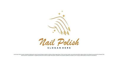 Nagellack und Maniküre-Logo-Design mit Frau Hände Symbol und kreatives Konzept Premium-Vektor vektor