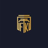 fk Anfangsmonogramm-Logo elegant mit Schild-Stil-Design für Fototapete Anwaltskanzlei-Spiele vektor