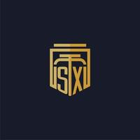 sx Anfangsmonogramm-Logo elegant mit Schild-Stil-Design für Fototapete Anwaltskanzlei-Spiele vektor