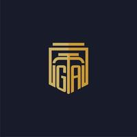 ga initial monogramm logo elegant mit schild stil design für wandbild anwaltskanzlei gaming vektor