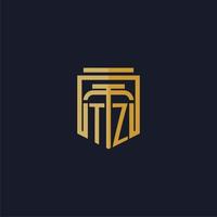 tz initiales monogramm logo elegant mit schild stil design für wandbild anwaltskanzlei gaming vektor