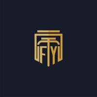 fy initiales monogramm logo elegant mit schild stil design für wandbild anwaltskanzlei gaming vektor