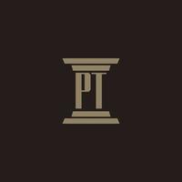 pt monogram första logotyp för advokatbyrå med pelare design vektor