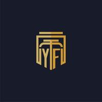 yf första monogram logotyp elegant med skydda stil design för vägg mural advokatbyrå gaming vektor