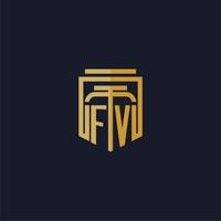 fv första monogram logotyp elegant med skydda stil design för vägg mural advokatbyrå gaming vektor