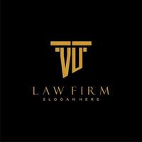 vu monogram första logotyp för advokatbyrå med pelare design vektor