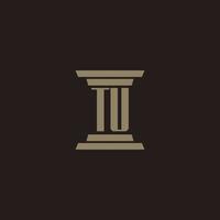 tu-Monogramm-Anfangslogo für Anwaltskanzlei mit Säulendesign vektor