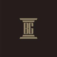 bg monogram första logotyp för advokatbyrå med pelare design vektor