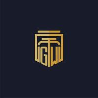 gw första monogram logotyp elegant med skydda stil design för vägg mural advokatbyrå gaming vektor
