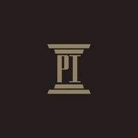 pi monogram första logotyp för advokatbyrå med pelare design vektor