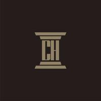 ch monogram första logotyp för advokatbyrå med pelare design vektor