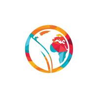 Globus-Blatt-Vektor-Logo-Design. globale und natürliche, organische Logo-Designvorlage. vektor