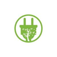 Ökostrom-Logo-Konzept. elektrisches Steckersymbol mit Baum. vektor