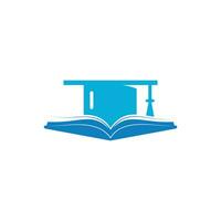 Abschlusshut und Buchvektor-Logo-Vorlage. Bildung-Logo-Konzept. vektor
