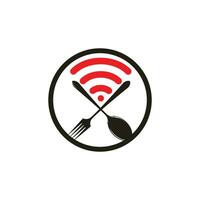 Food Signal Logo-Design für die Online-Bestellung von Lebensmitteln. Essen im Internet bestellen, Restaurant-Café-Mahlzeiten online liefern. vektor