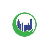 Stadtpflege-Vektor-Logo-Design. Tower-Care-Logo-Vorlage. vektor
