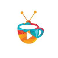 Kaffee-TV-Vektor-Logo-Design. kaffeetasse und fernseher-symbol-logo-konzept. vektor