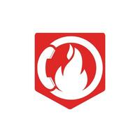 Hot Call-Vektor-Logo-Design-Konzept. Mobilteil und Feuersymbol. vektor
